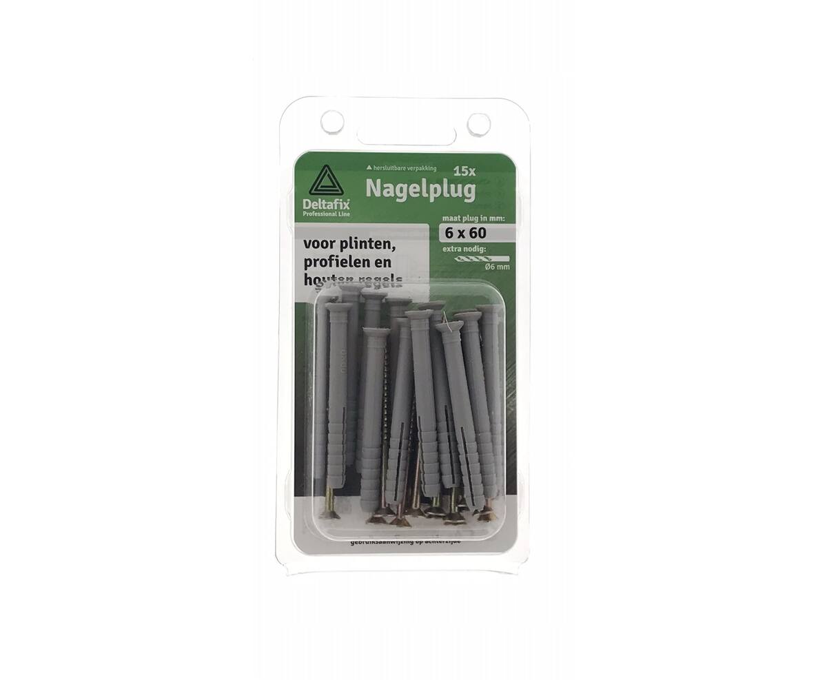 Slagplug 6x60mm - Voor Beton en Baksteen, Eenvoudige Hamerinstallatie