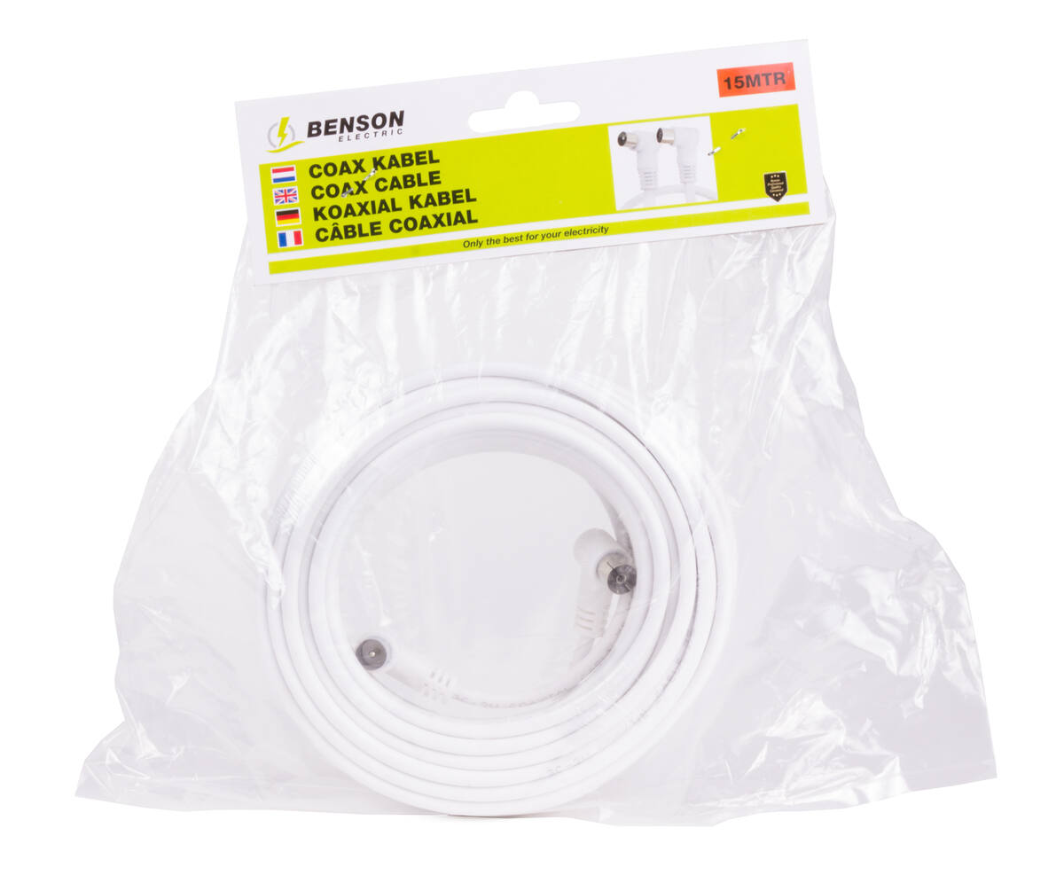 Coax Kabel 15m - Voor TV, Satelliet & Modem, Hoge Signaaloverdracht