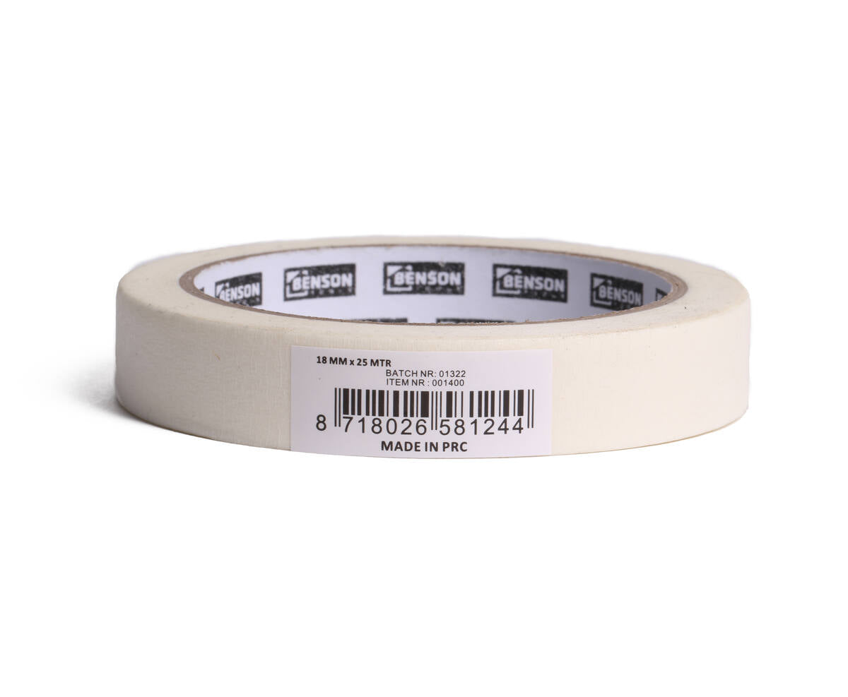 Afplaktape 18 mm x 25 m, Ideaal voor Strakke Verflijnen!