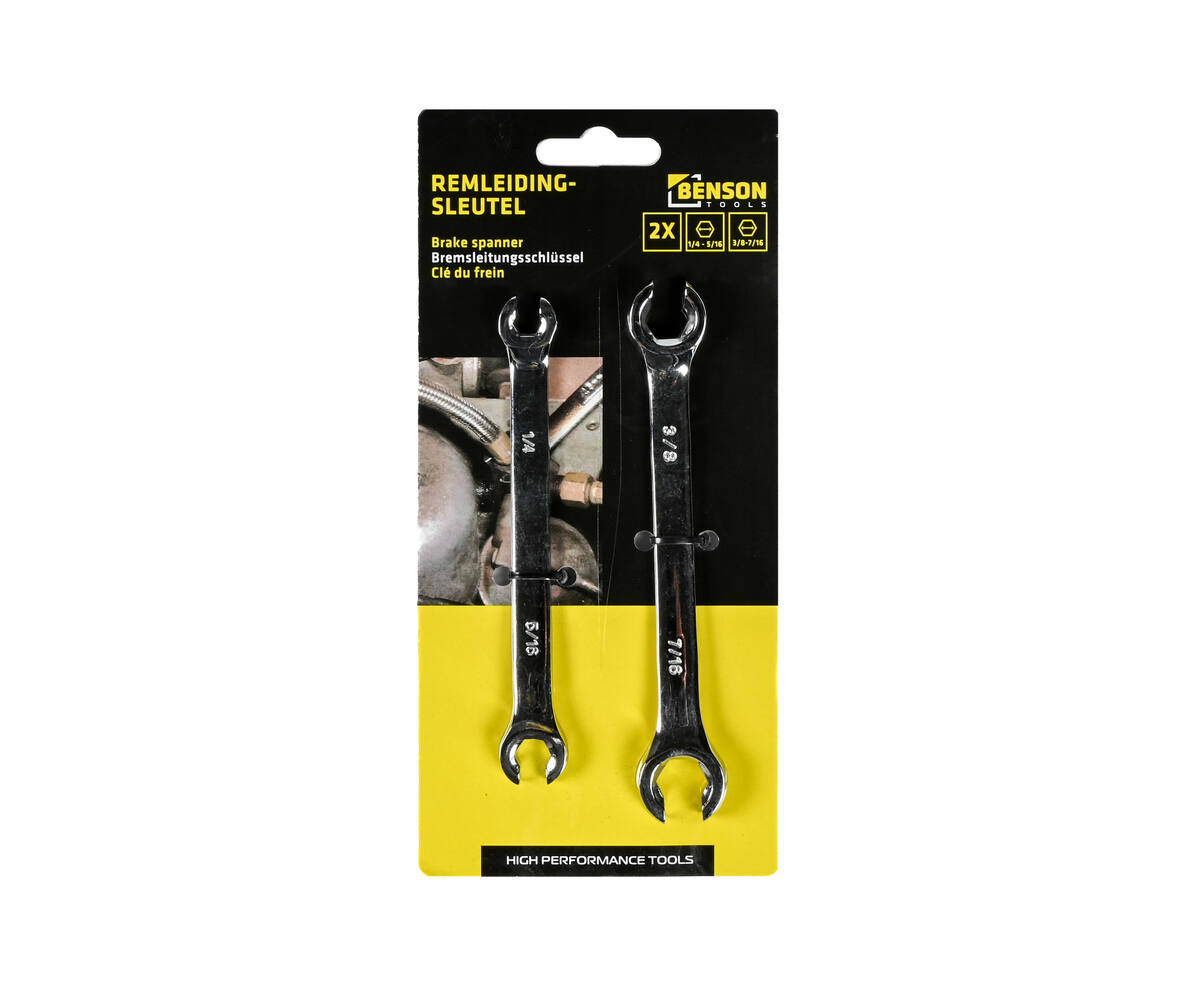 Remleidingsleutel Set: 2-delig, 1/4"-7/16", ideaal voor voertuigen.