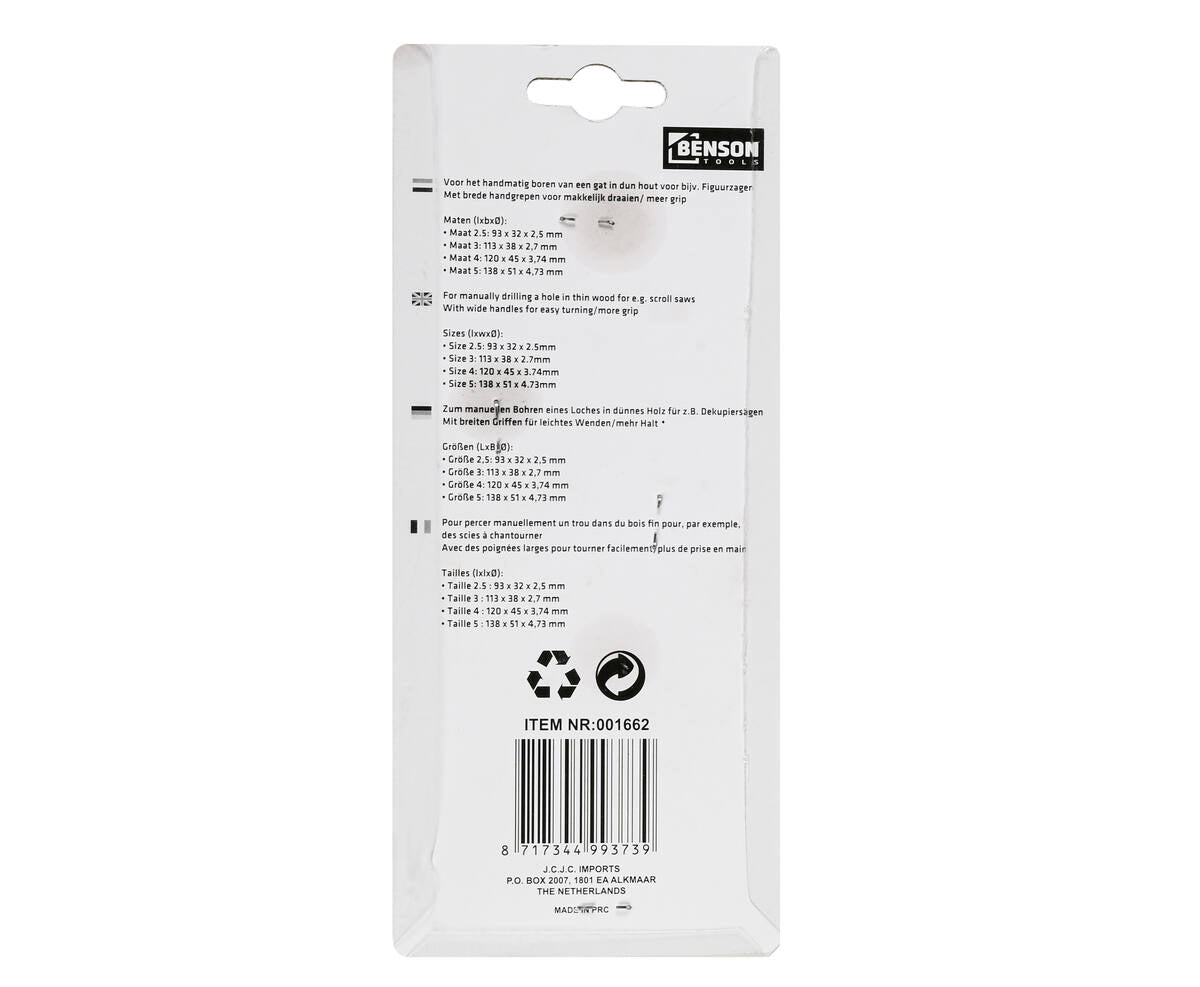 Fretborenset 4 dlg - Precisieboren voor Figuurzaagwerk (2.5-5mm)
