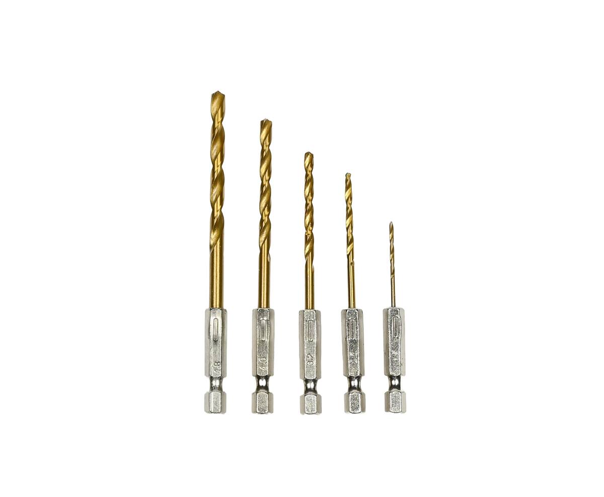 5-delige Titan Boorset: 1,5-4,8mm, ideaal voor metaal en hout.