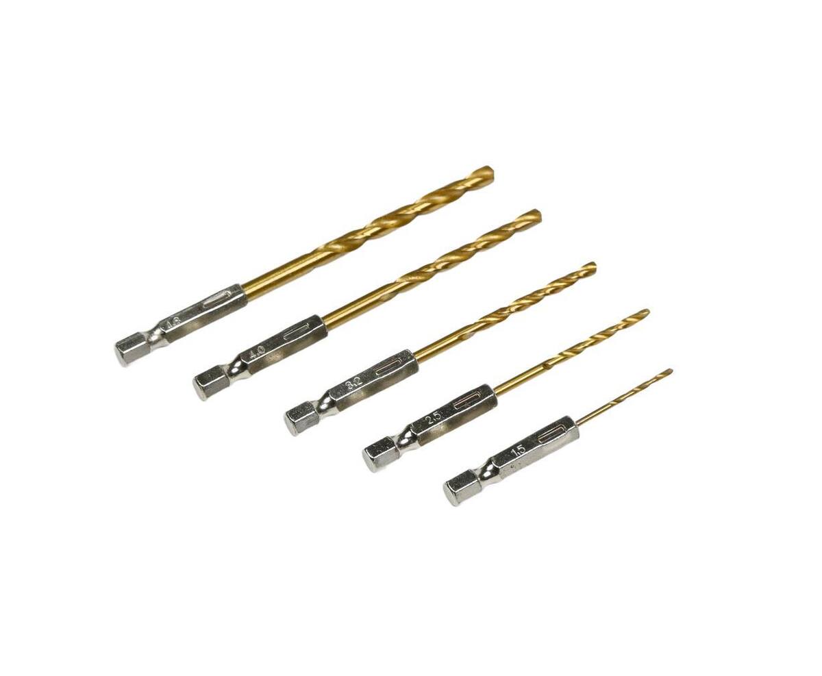 5-delige Titan Boorset: 1,5-4,8mm, ideaal voor metaal en hout.