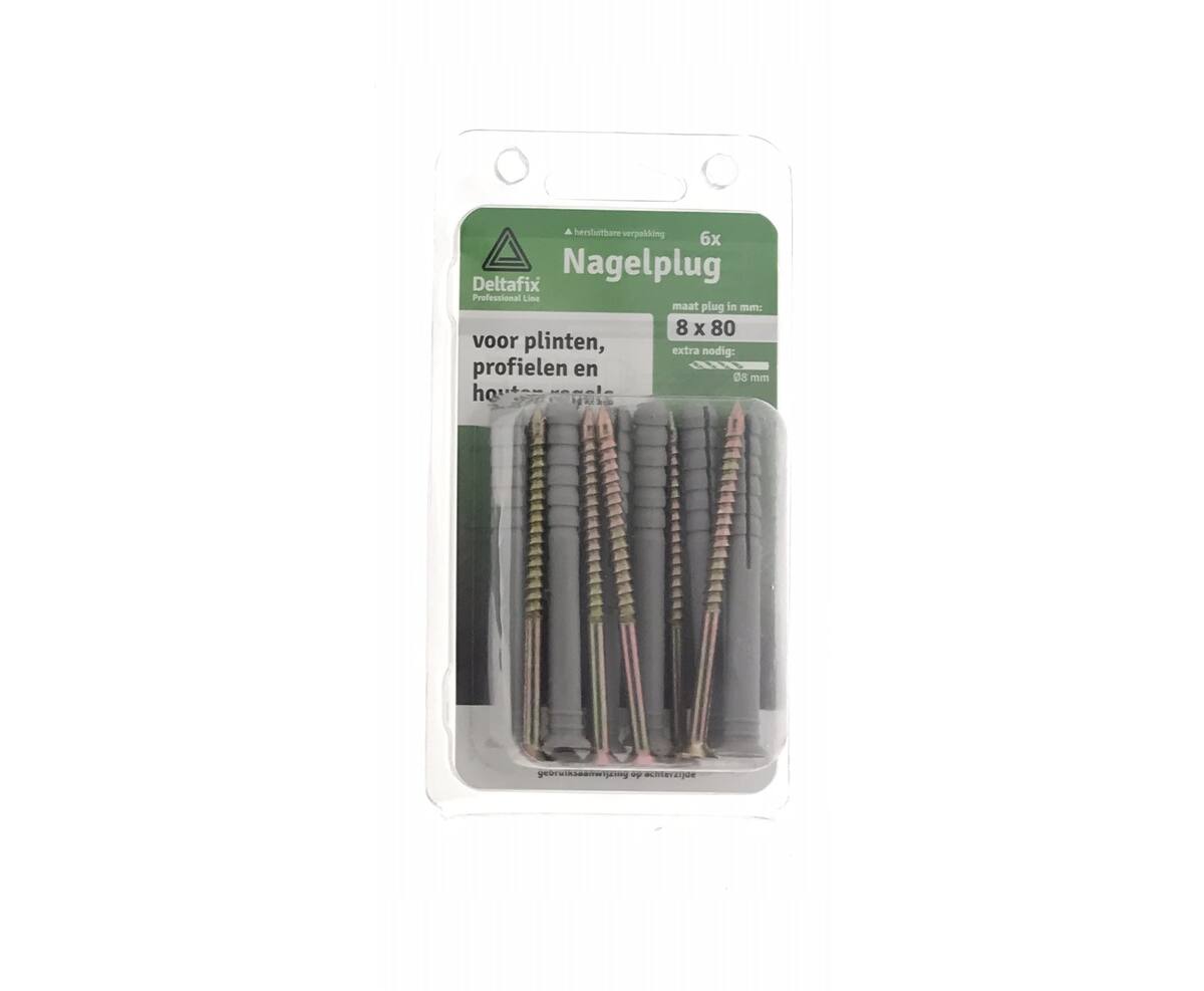 Slagplug 8x80mm voor zware bevestiging in beton en baksteen.