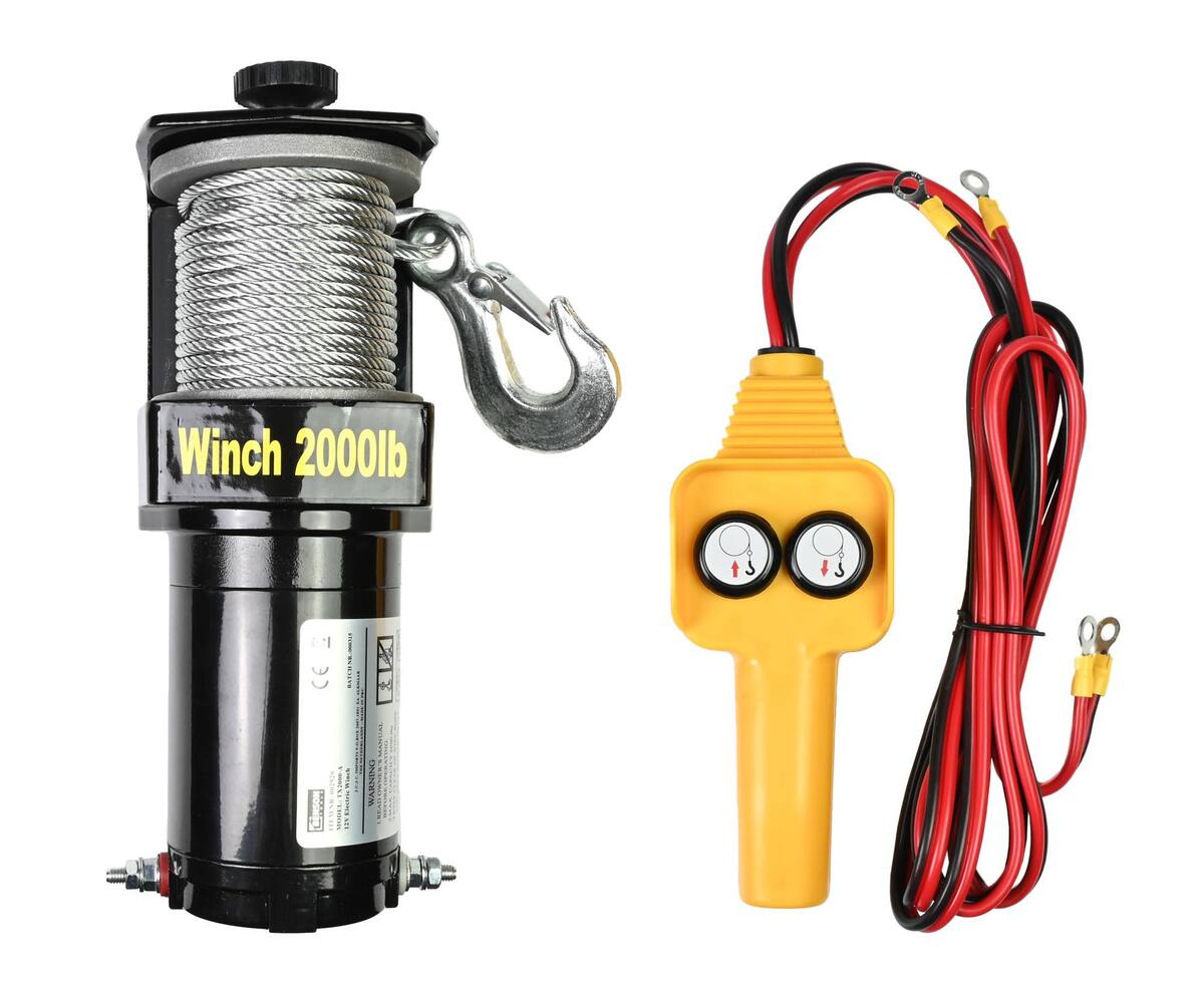 Lier Elektrisch 12V 2000 LBS, 15m Kabel, Afstandsbediening, Voertuigen