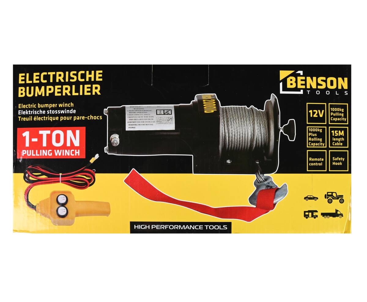 Lier Elektrisch 12V 2000 LBS, 15m Kabel, Afstandsbediening, Voertuigen