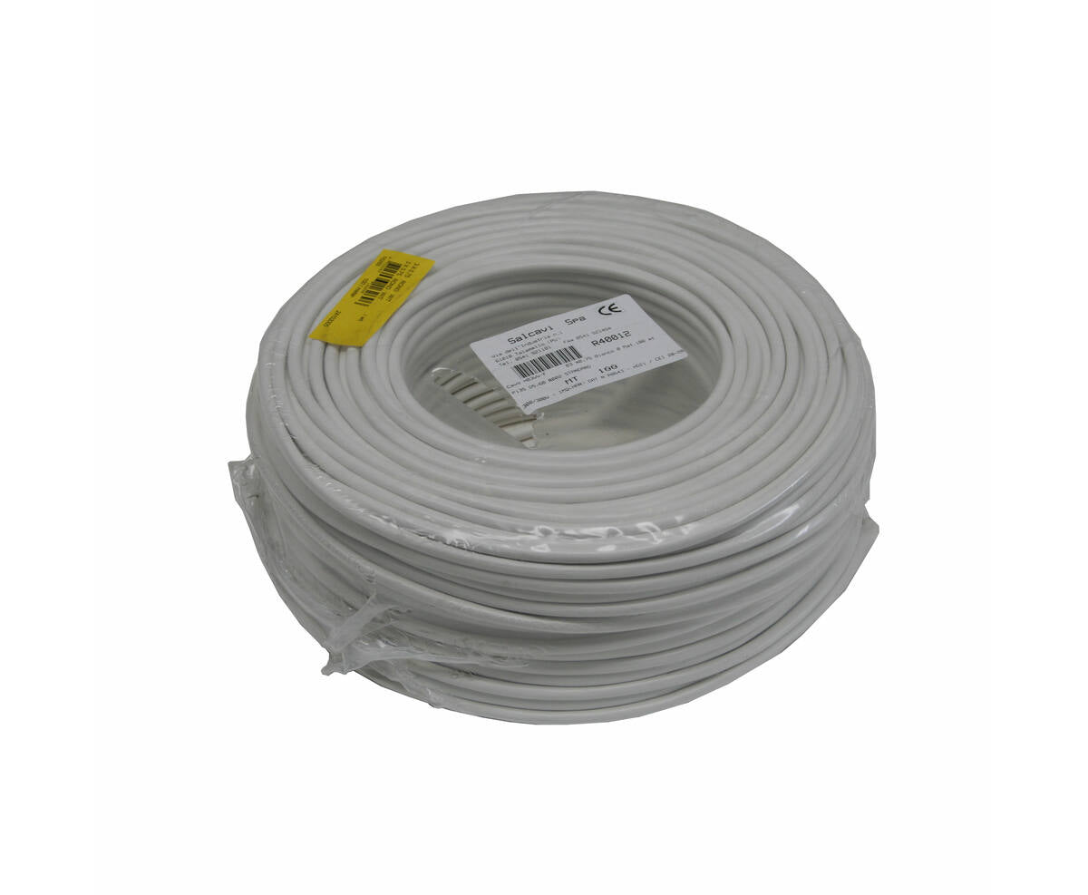 Ronde Stroomkabel 2x1.00mm², 100m Wit - Voor Elektrische Installaties
