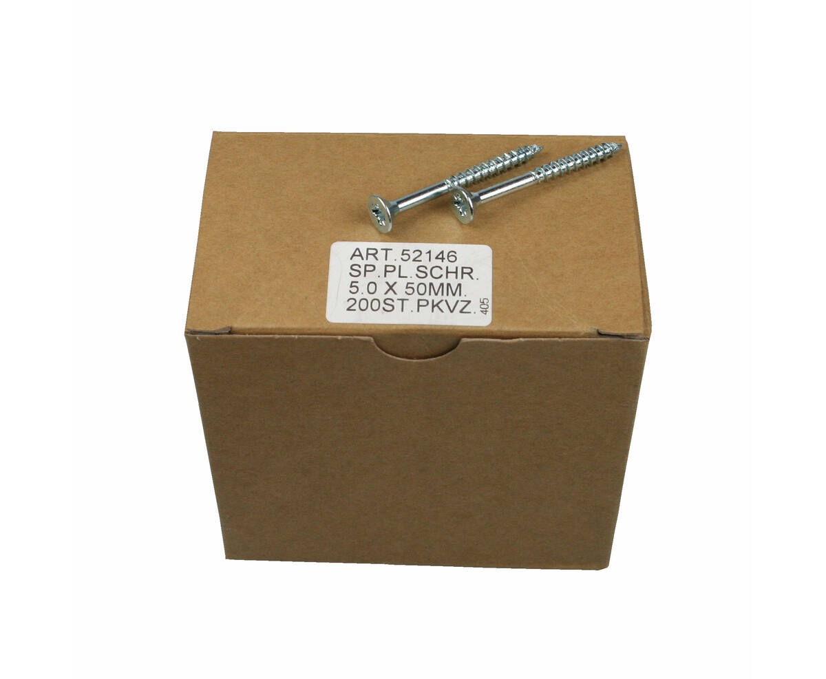 Spaanplaatschroef 5.0x50mm, Verzinkt, PZ, voor Houtconstructies