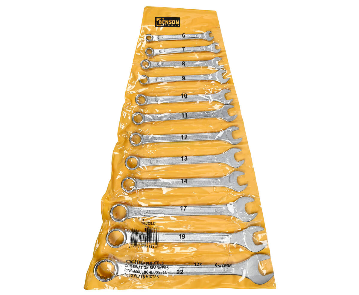 Ring Steek Sleutel Set 12-dlg 6-22mm Chroom-Vanadium Staal Etui