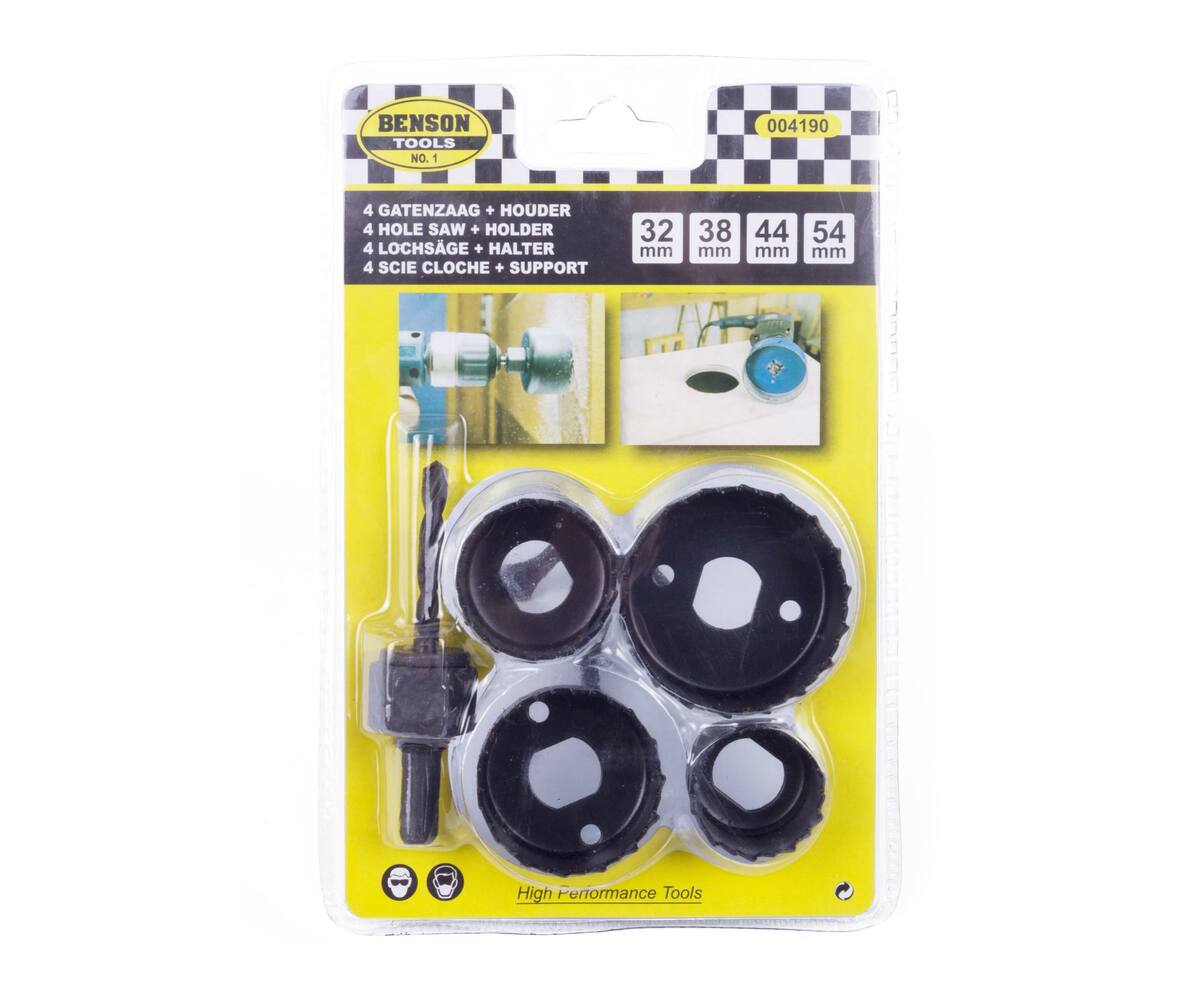 Gatenzaagset 5 dlg Ø32-54mm Carbon Staal, Perfect voor Hout & Gips.