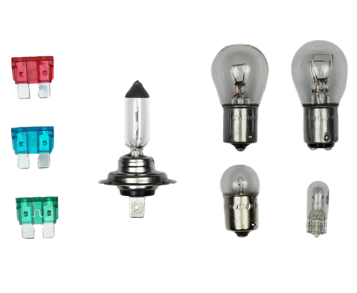 Autolamp H7 12V Set: 8-delig, inclusief zekeringen, E4 gecertificeerd.