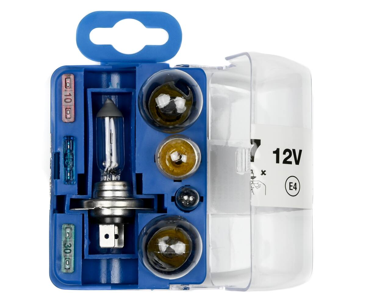Autolamp H7 12V Set: 8-delig, inclusief zekeringen, E4 gecertificeerd.