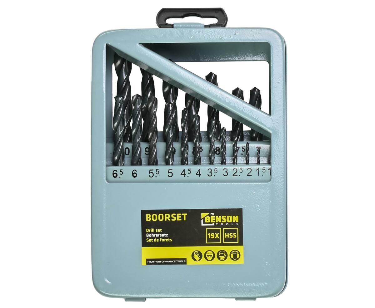 Boorset 19dlg HSS met Stalen Cassette voor Metaal en Houtbewerking