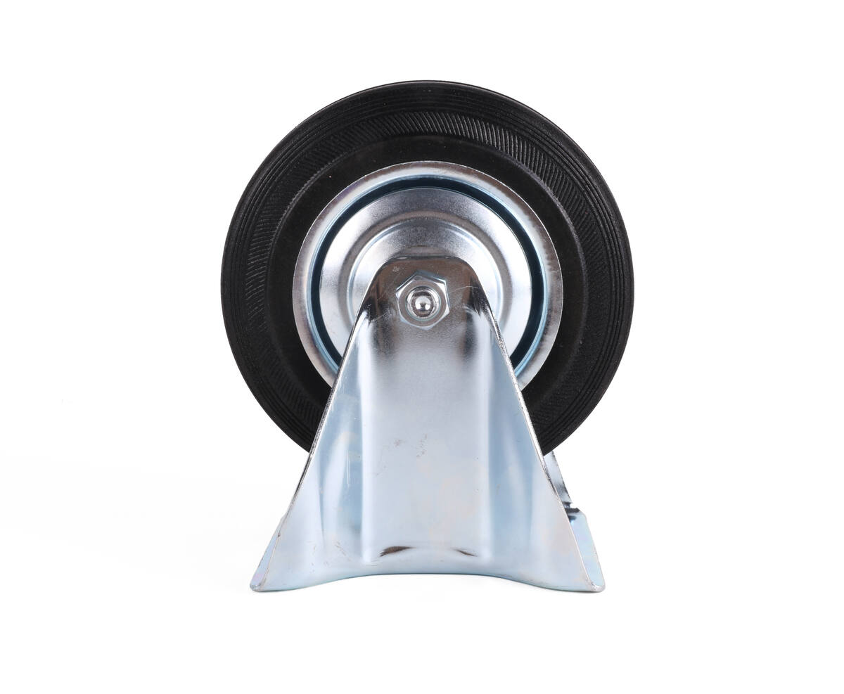 Bokwiel 160 mm, rubber, stalen velg, 140 kg, ideaal voor karren.
