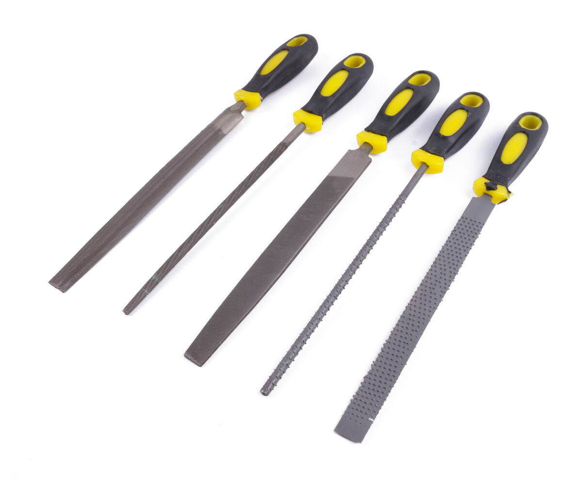 Vijl- en Raspset 5 dlg: Hout & Metaal Bewerking, Antislip Handvatten