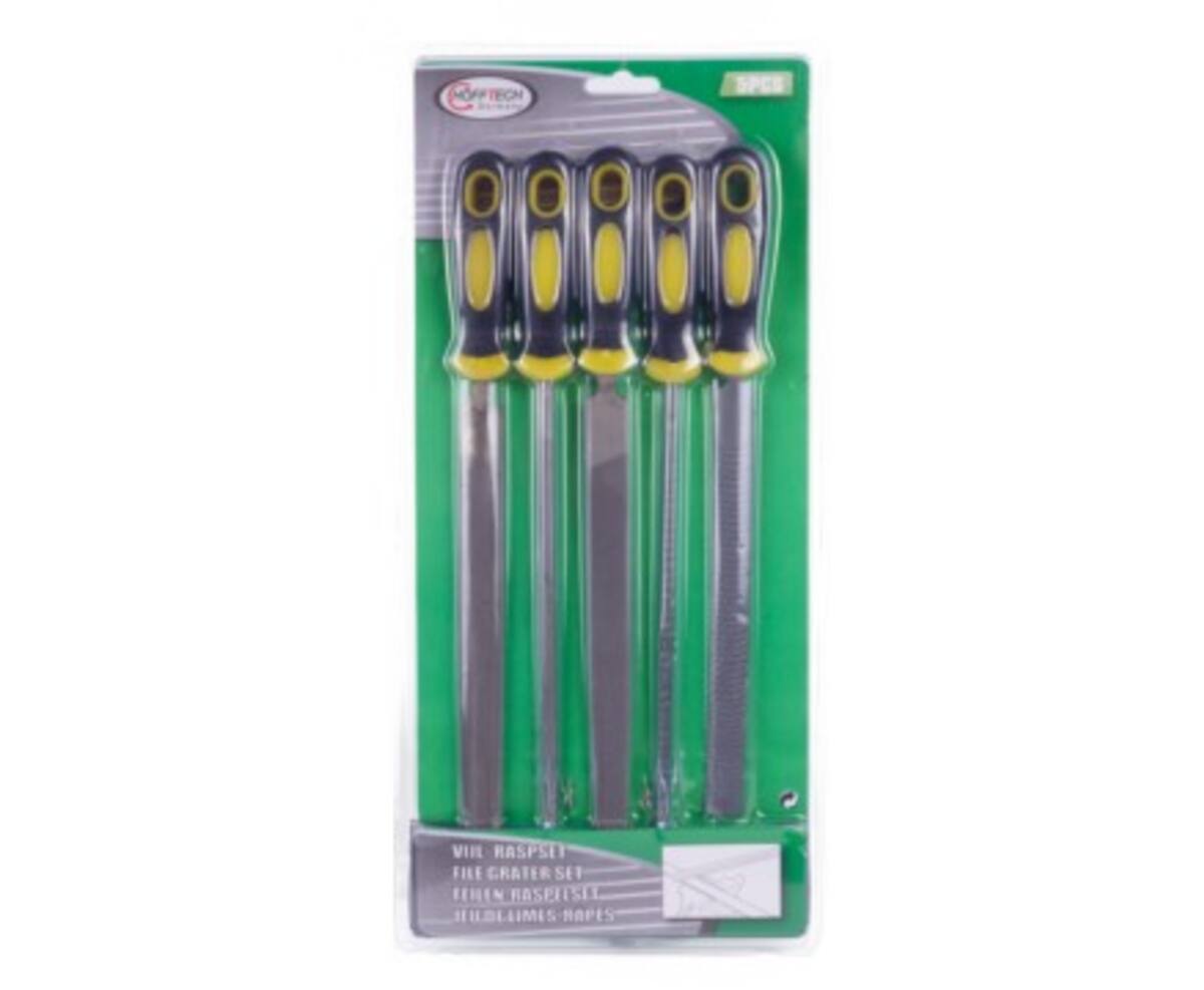 Vijl- en Raspset 5 dlg: Hout & Metaal Bewerking, Antislip Handvatten