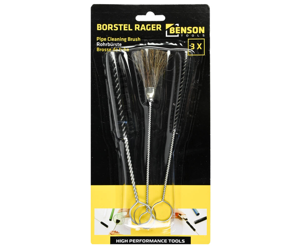 Borstel Rager Set 3-delig: 10/18mm ronde, 13mm platte, 18cm lang.