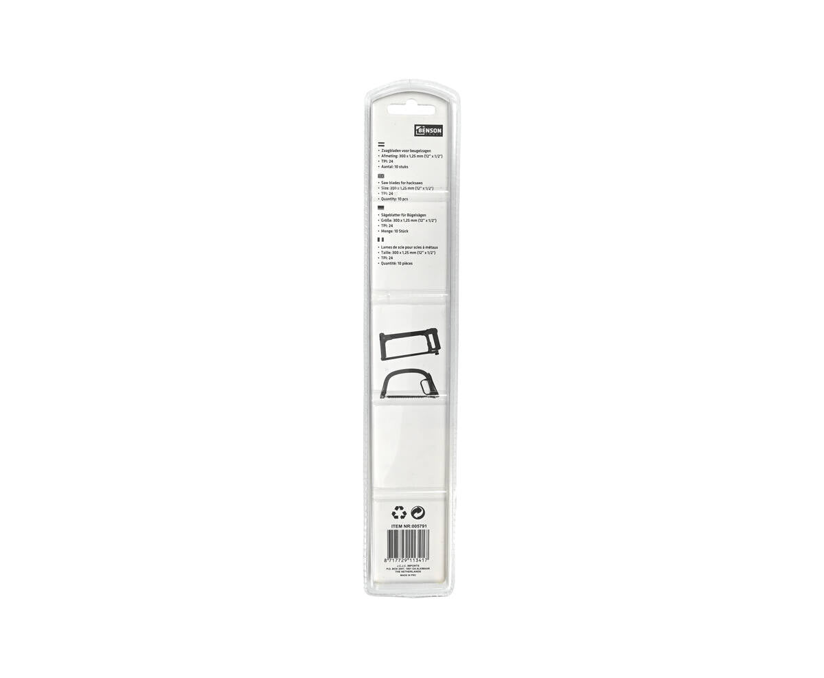 Zaagbladen 300 mm, 24 TPI, 10 st., voor hout/metaal/kunststof.