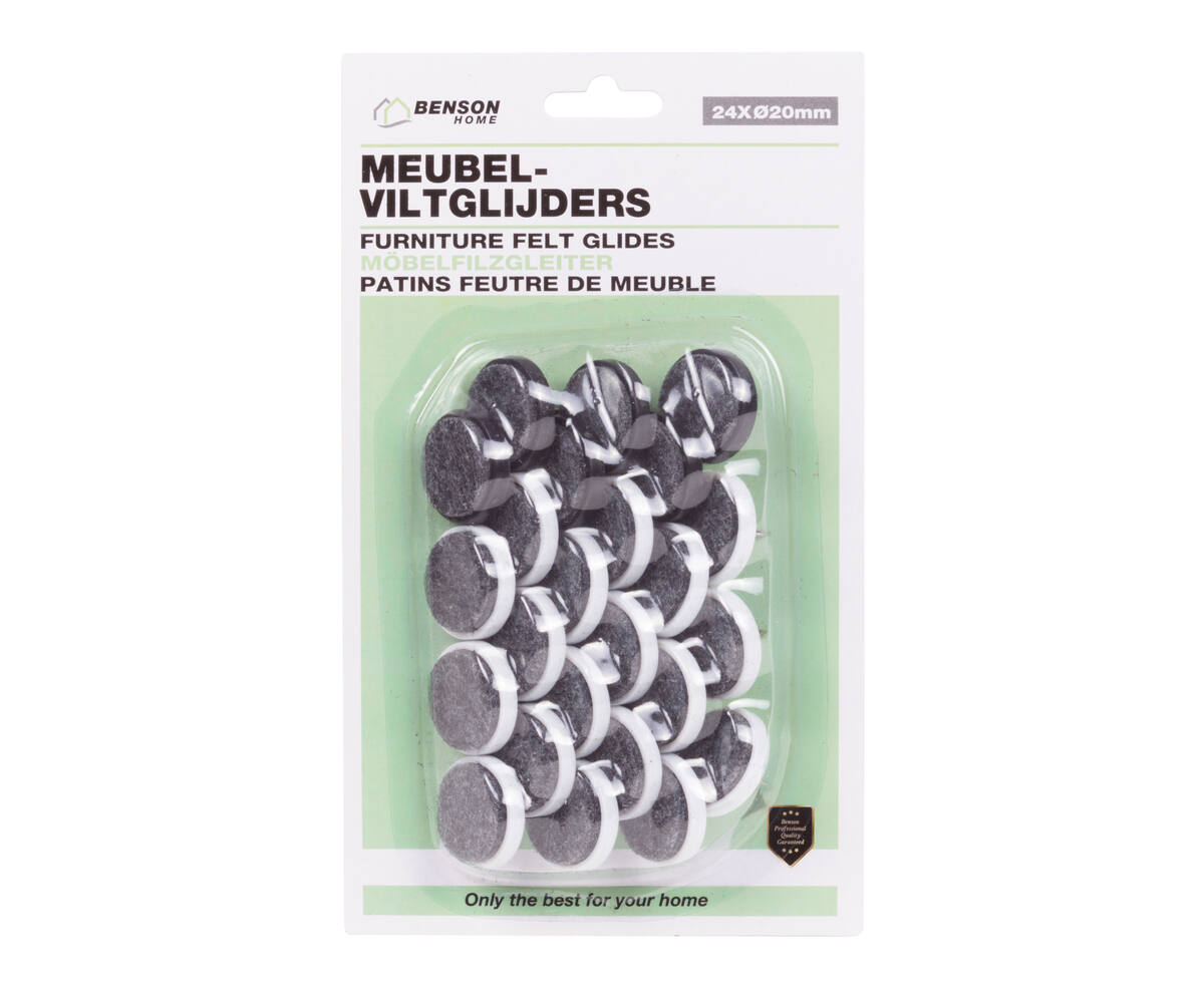 Meubelviltglijders 24 dlg, ø20mm - Beschermt Vloeren, Verplaatst Soepel