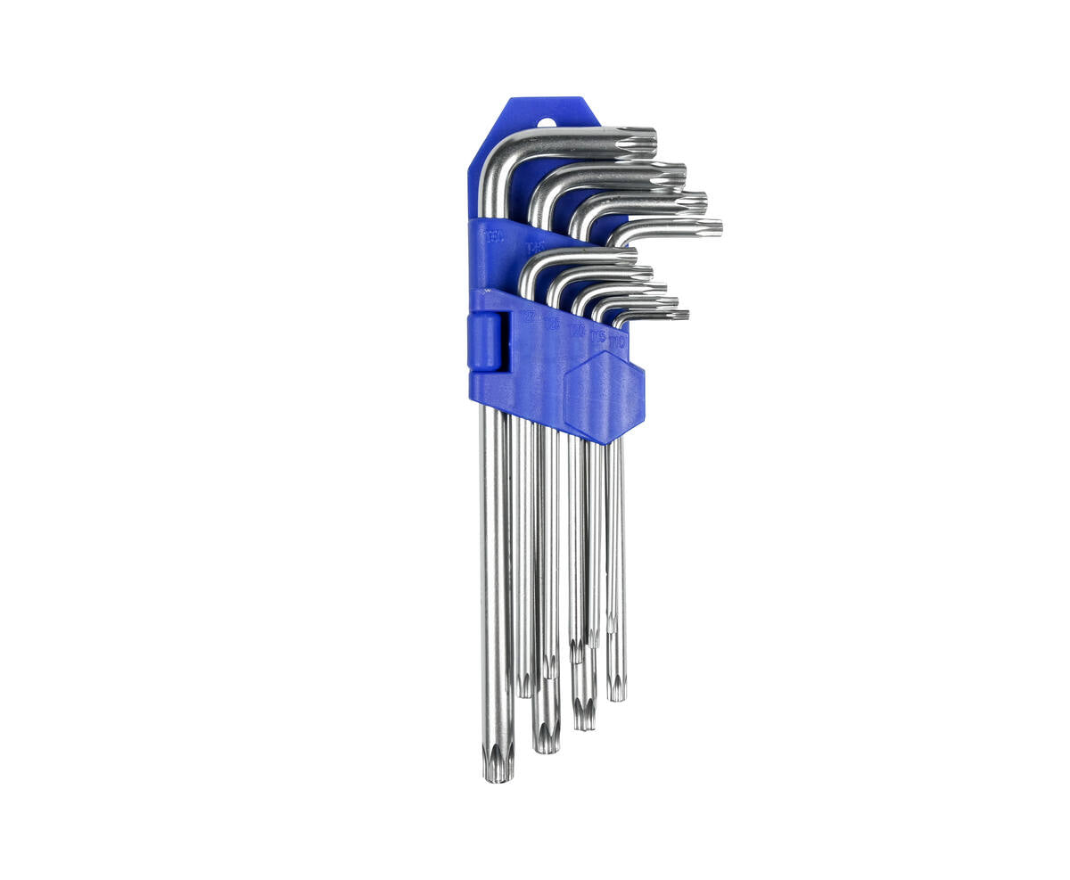 Torx Sleutelset 9 dlg: T10-T50, roestvrij staal, auto- en fietsreparatie.