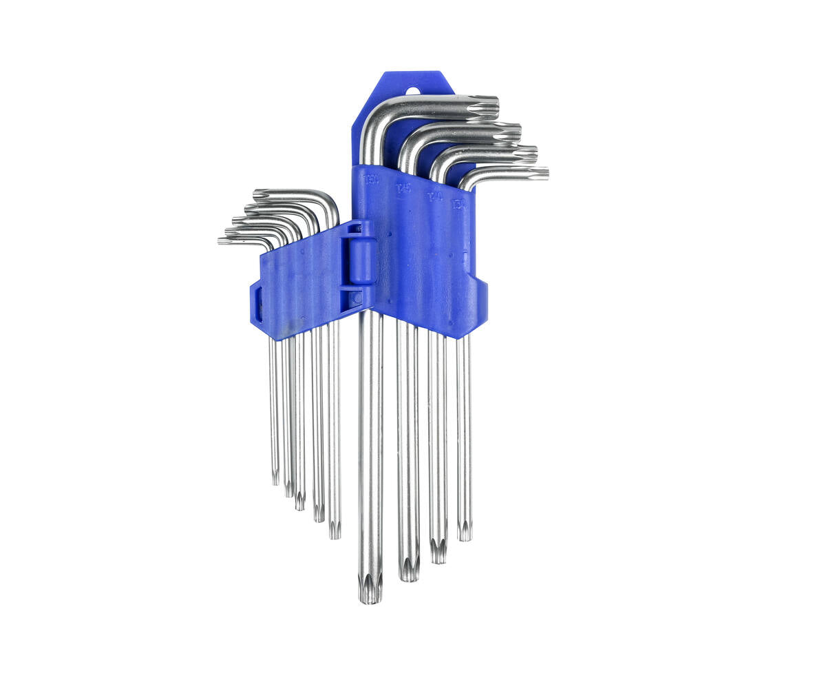Torx Sleutelset 9 dlg: T10-T50, roestvrij staal, auto- en fietsreparatie.
