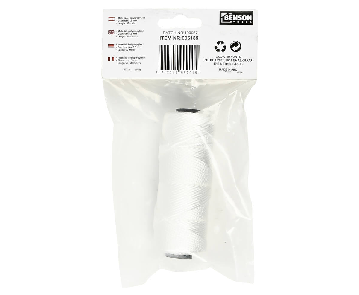 Metselkoord 1.5 mm x 50 m, ideaal voor muuruitlijning.