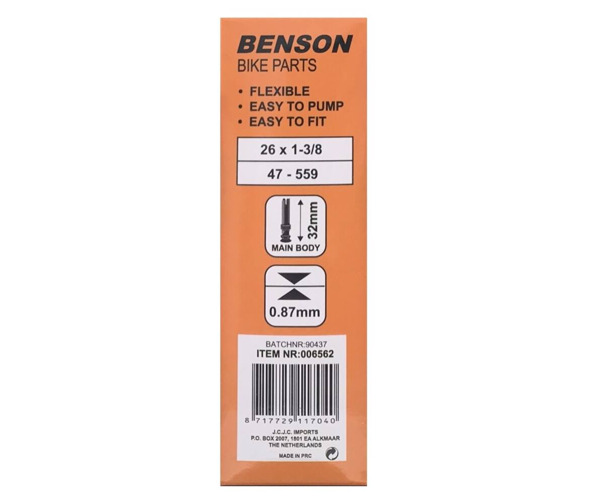 Binnenband 26x1 3/8 Rubber met Dunlop Ventiel voor Soepel Fietsen