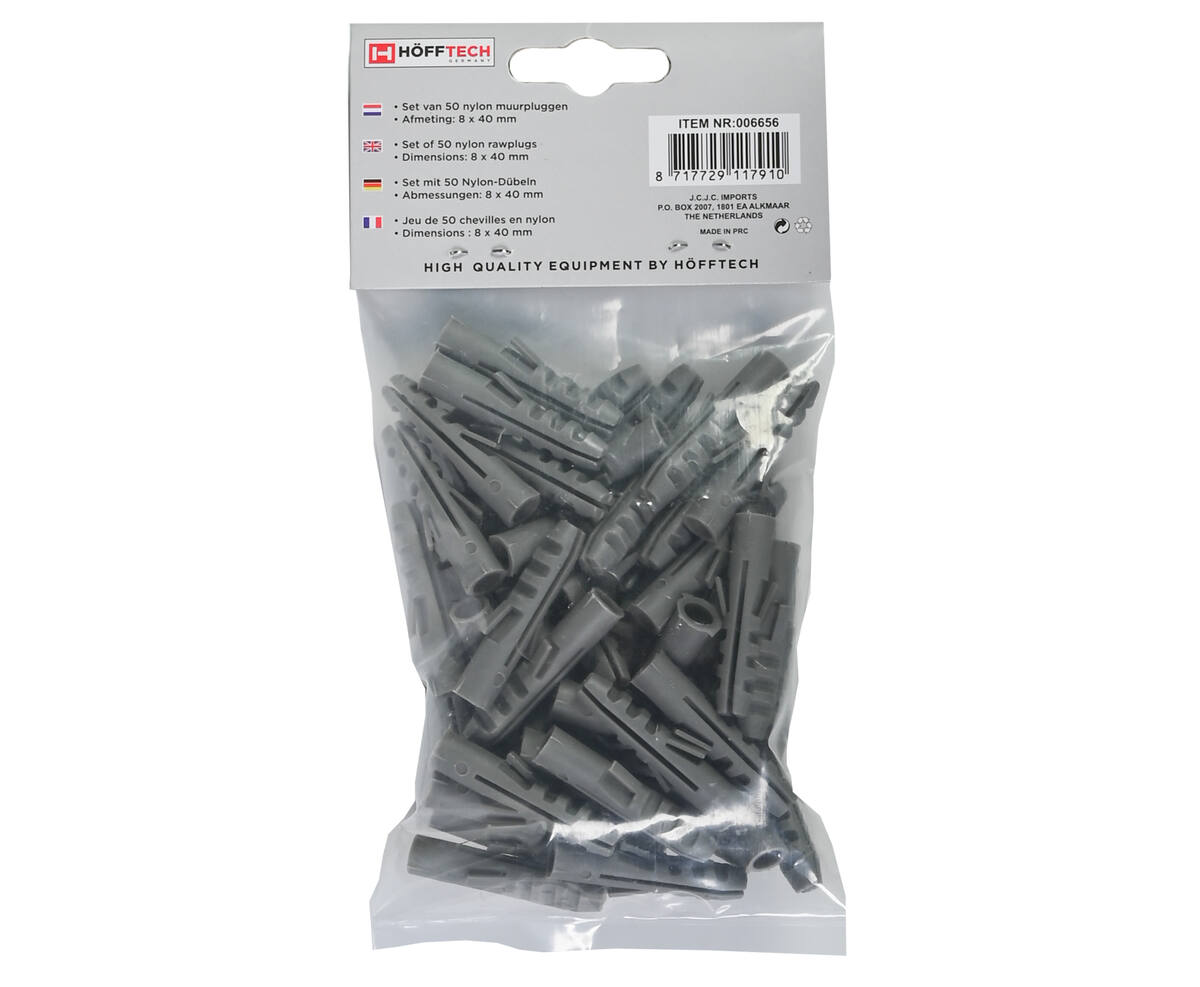 8 mm Nylon Pluggen, 50 stuks, voor Beton/Baksteen Bevestiging