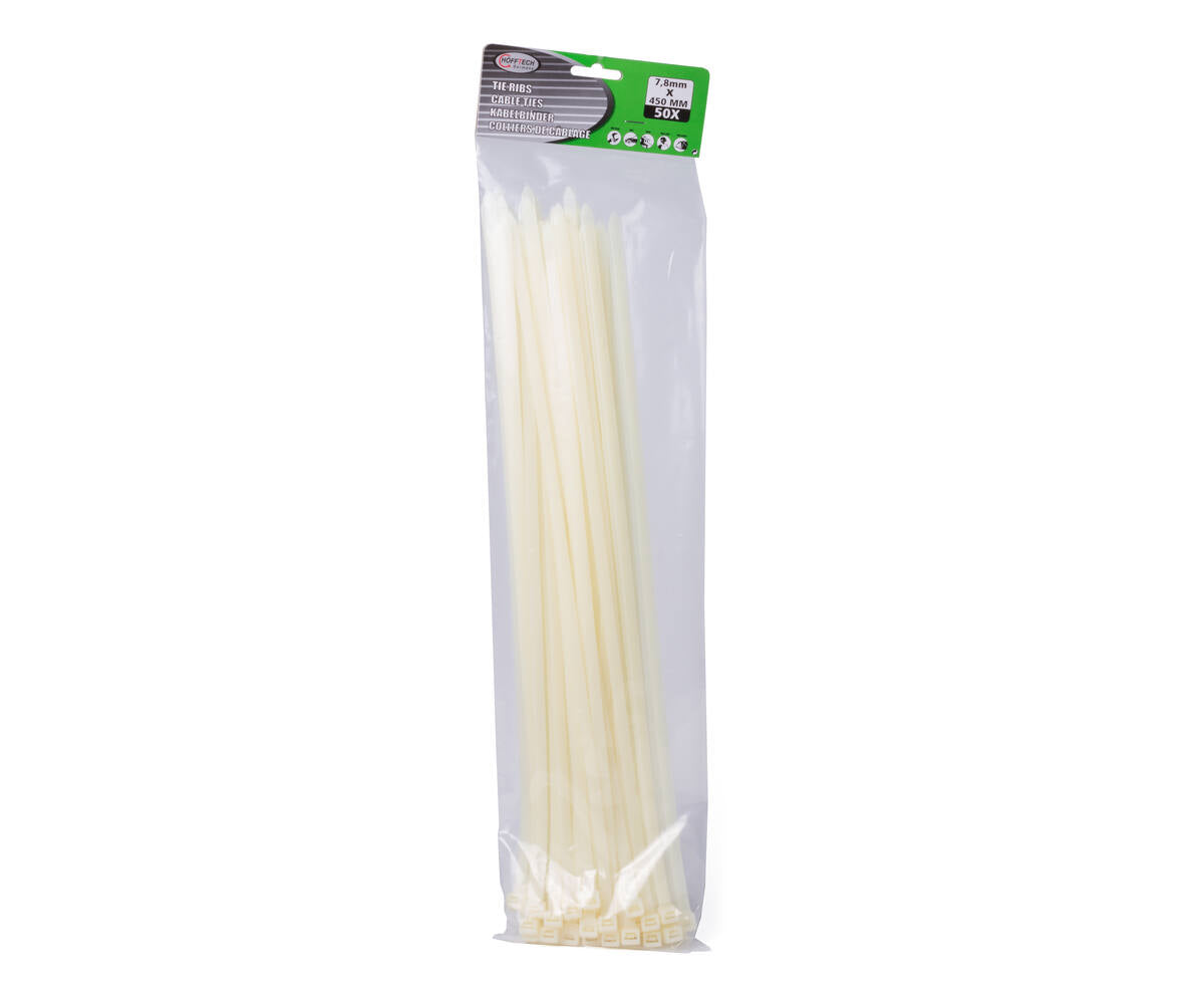 Witte Kabelbinders 7,8x450mm - 50 Stuks - Kabels Organiseren