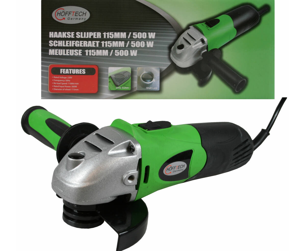 Haakse Slijper 115mm 500W, 11500 RPM, M14, Voor Metaalbewerking