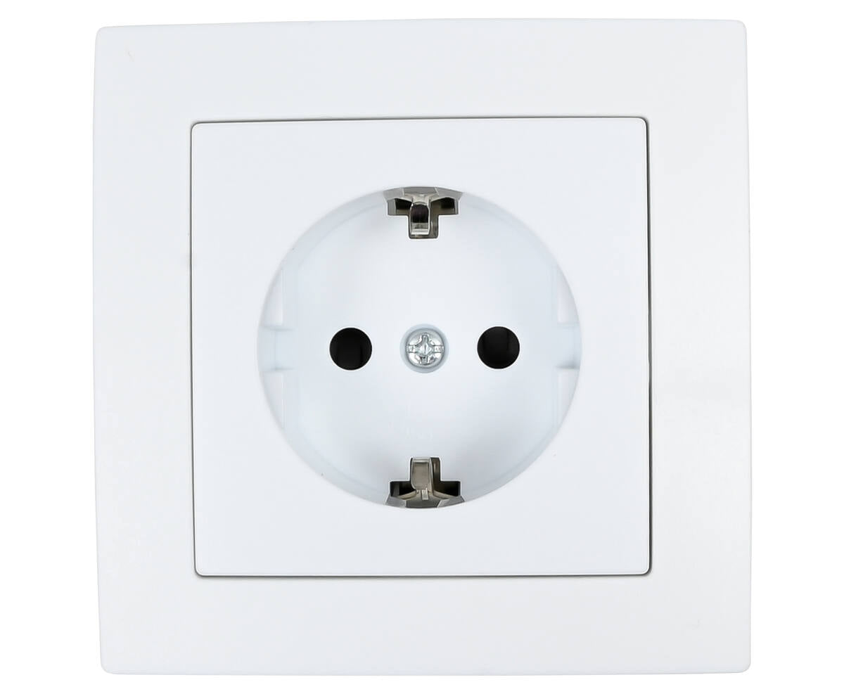 Stopcontact RA Inbouw Wit - 250VAC 16A, Compact, Voor Thuis & Kantoor
