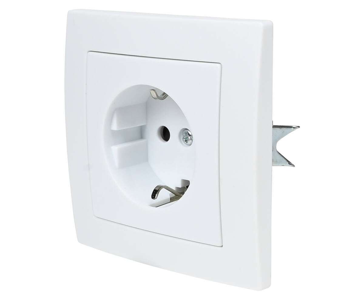 Stopcontact RA Inbouw Wit - 250VAC 16A, Compact, Voor Thuis & Kantoor