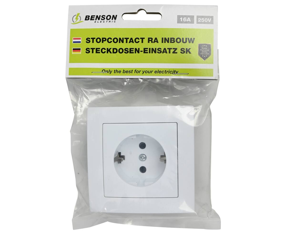 Stopcontact RA Inbouw Wit - 250VAC 16A, Compact, Voor Thuis & Kantoor