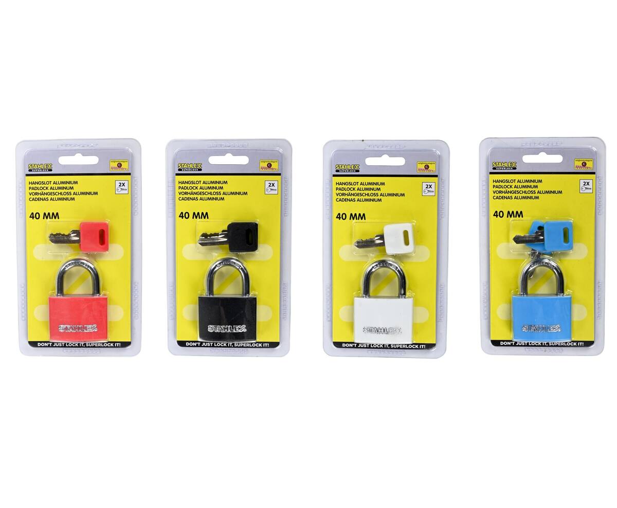 Hangslot Alu 40 mm: Licht, Kleurrijk & Veilig voor Sportscholen