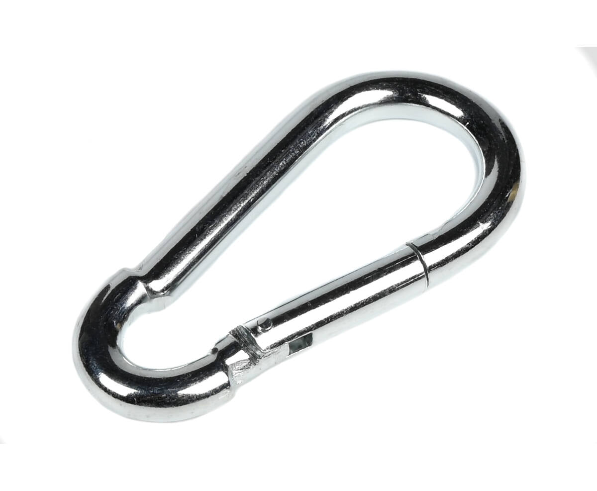 Karabijnhaak 9.5mm, 100mm lang, ideaal voor ophangen en bevestigen.