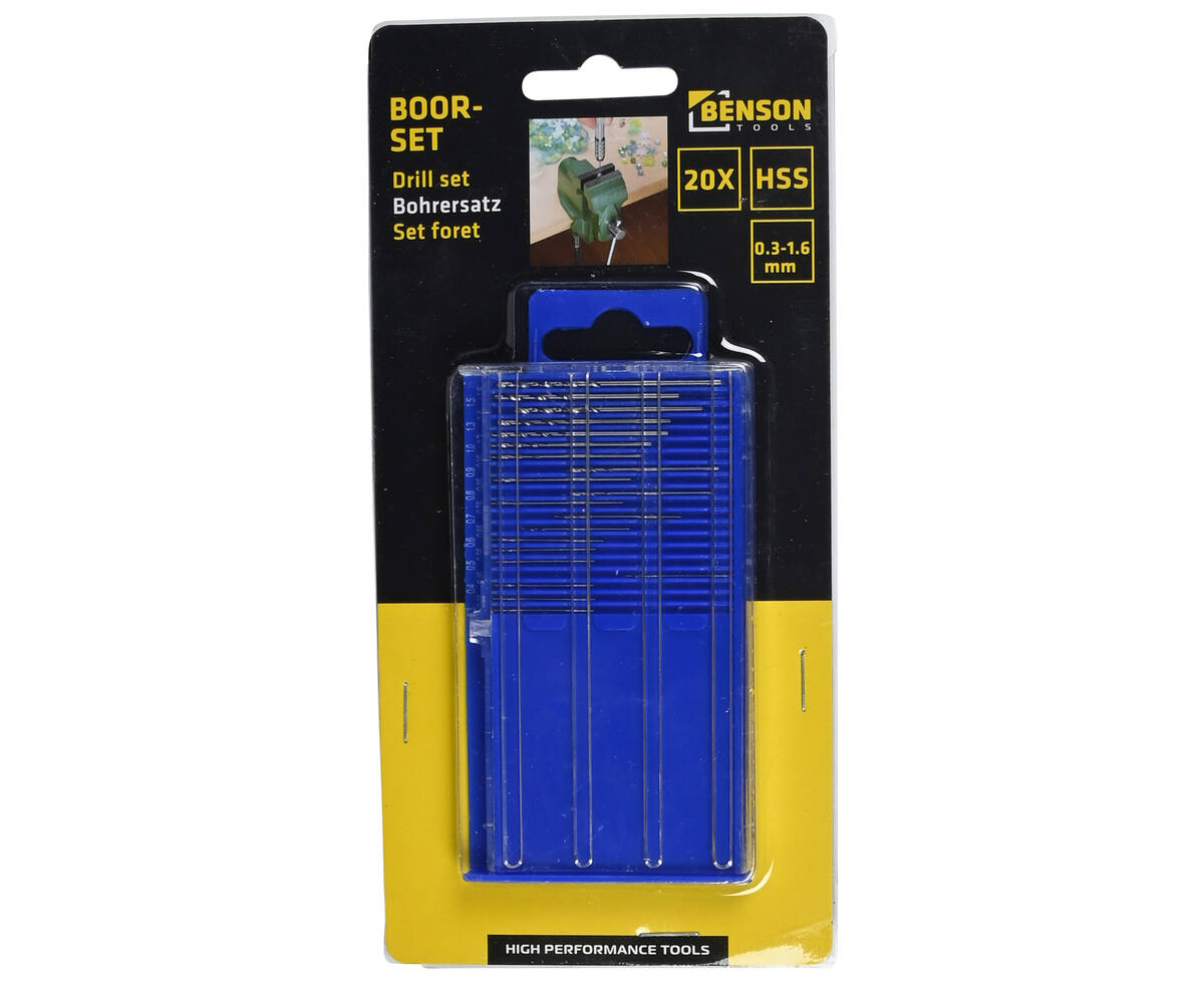 20-delige HSS Boorset 0.3-1.6 mm voor Metaal en Kunststof