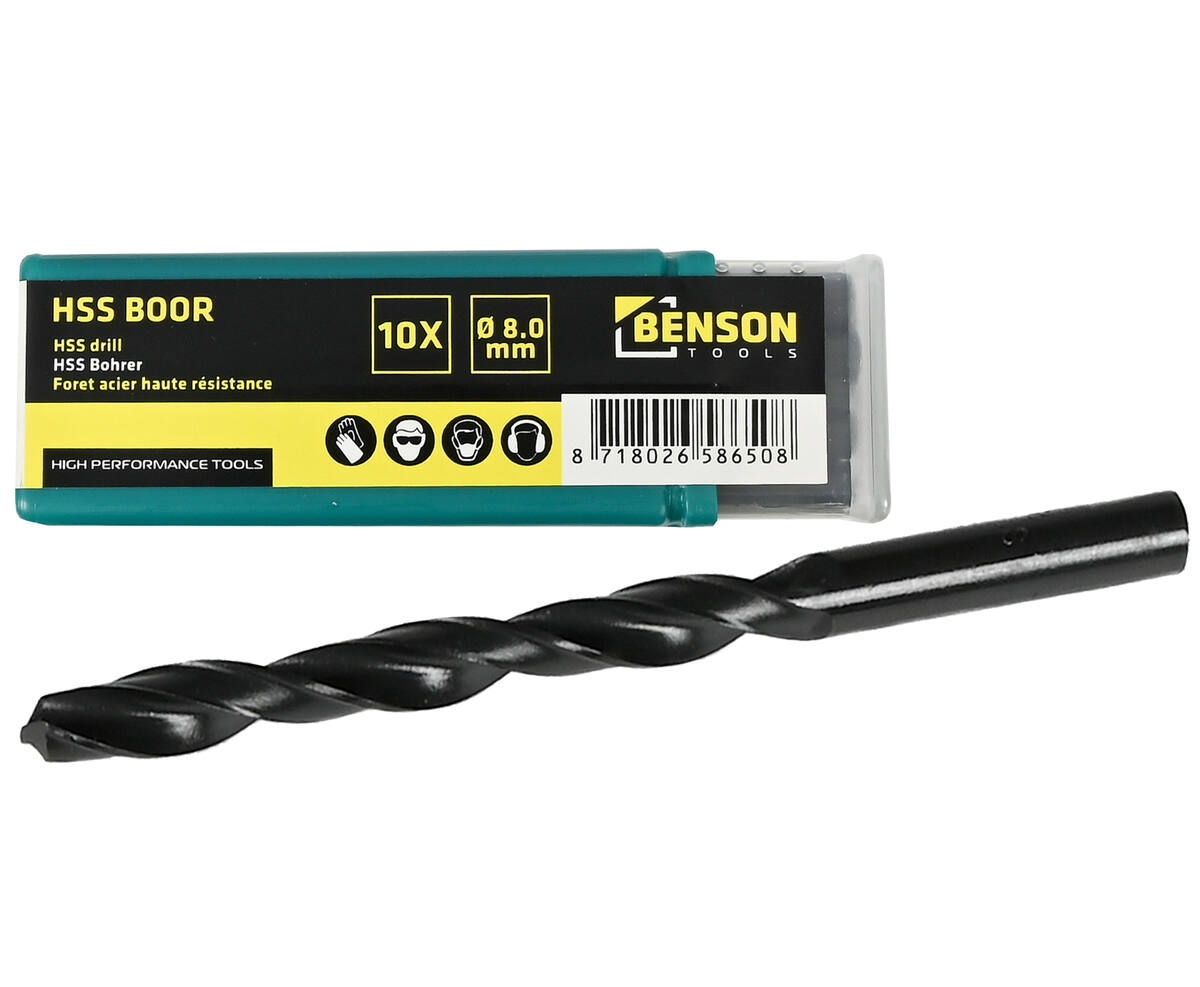 HSS Boorset 8.0mm, 10 stuks voor metaal, hout, kunststof boren.