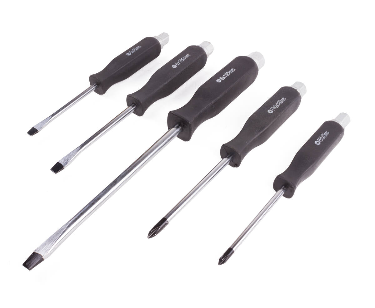 5-delige Profi Schroevendraaier Set, Roestvrij Staal, Magnetische Tips