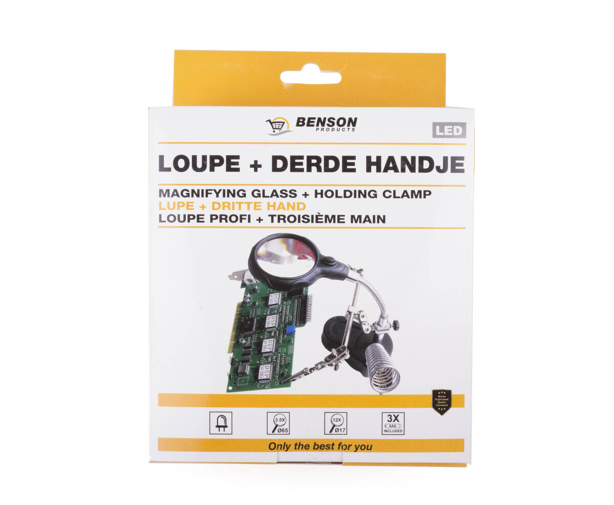 Loupe Profi 3,5x/12x met LED en Derde Handje voor Precisiewerk