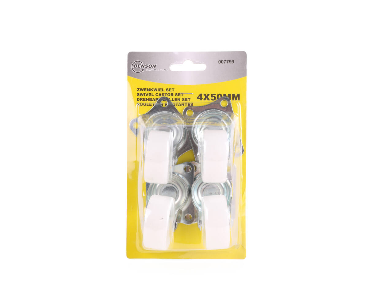 Witte 50mm Zwenkwiel Set 4st - Max 30kg, Meubelupgrade