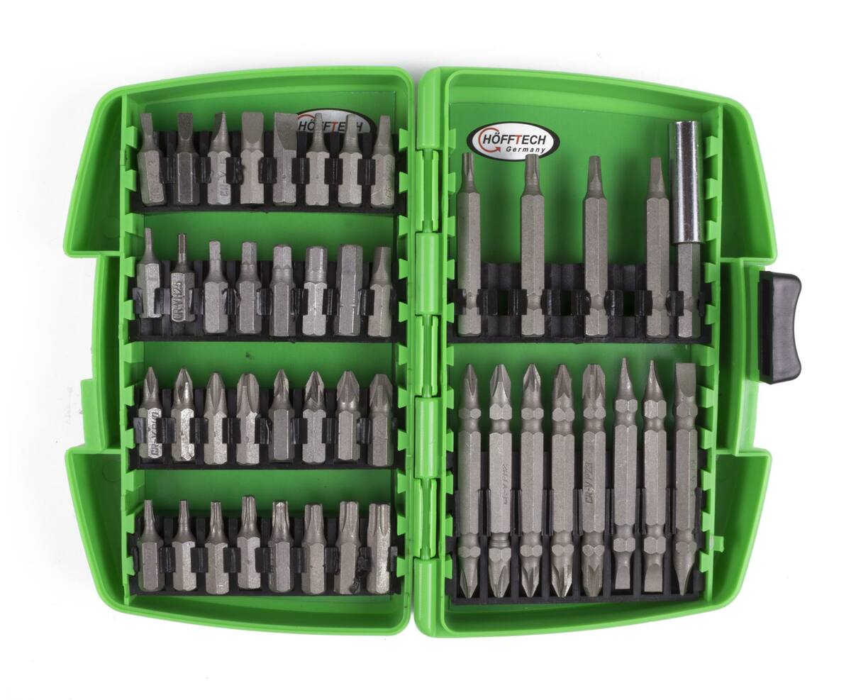 Bitset 45 dlg Cr-V: 45 stuks, Cr-V staal, voor schroevendraaiers.