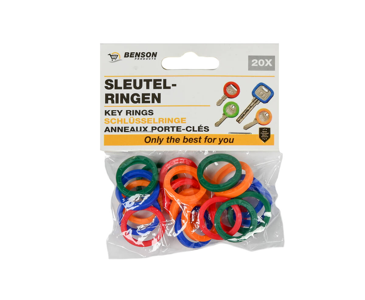 Sleutelringen 20st - Gekleurd Rubber, Geschikt voor Diverse Sleutels