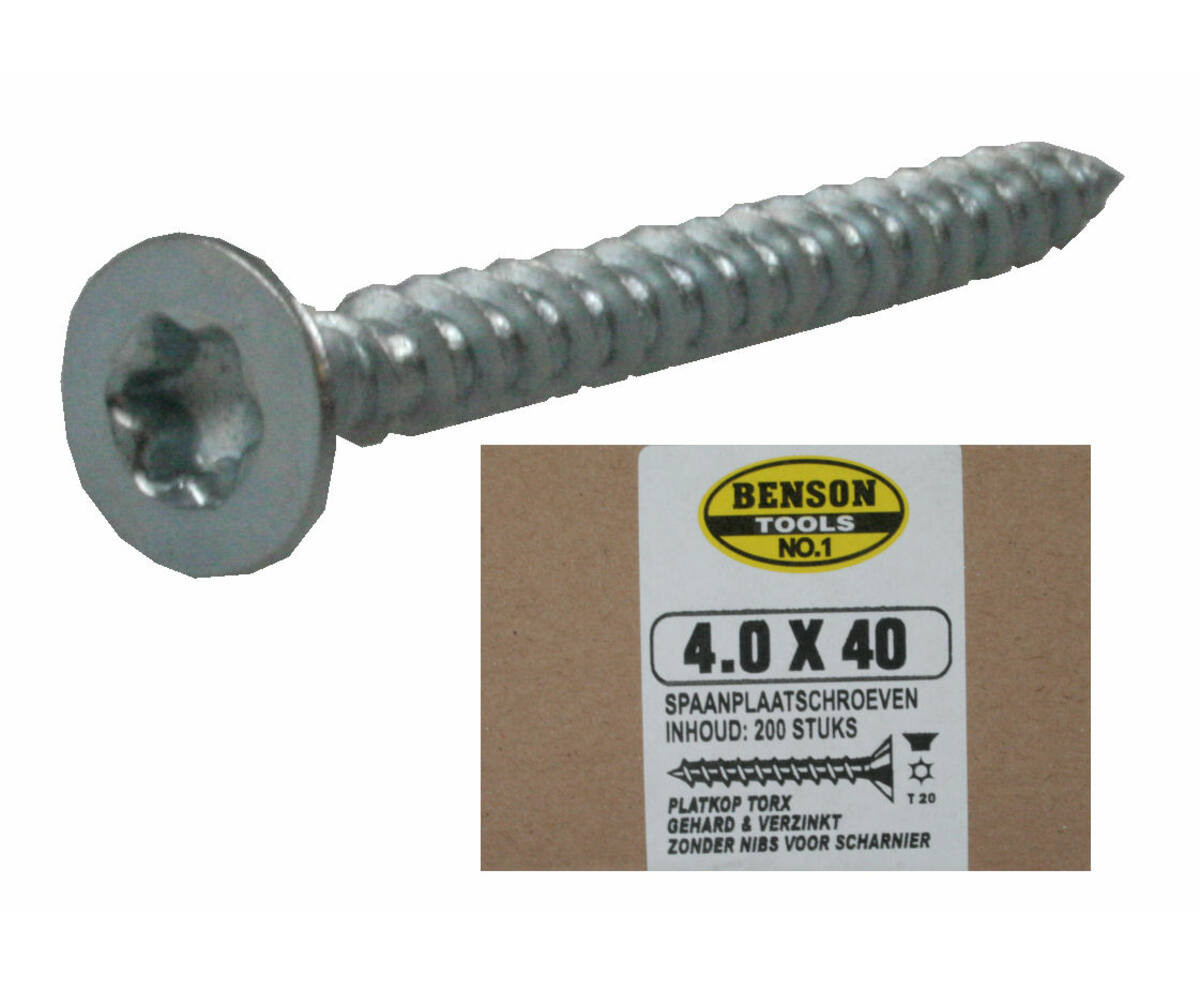 Spaanplaatschroef TX-20 4.0x40mm: Ideaal voor Deurbeslag