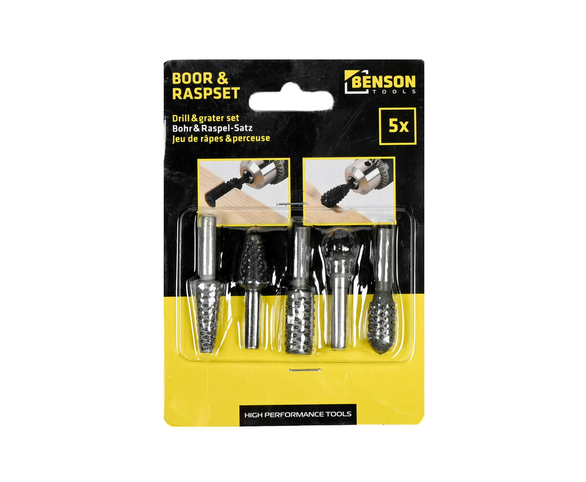 5-delige Raspset: Voor Hout, Kunststof & Metaal Bewerking