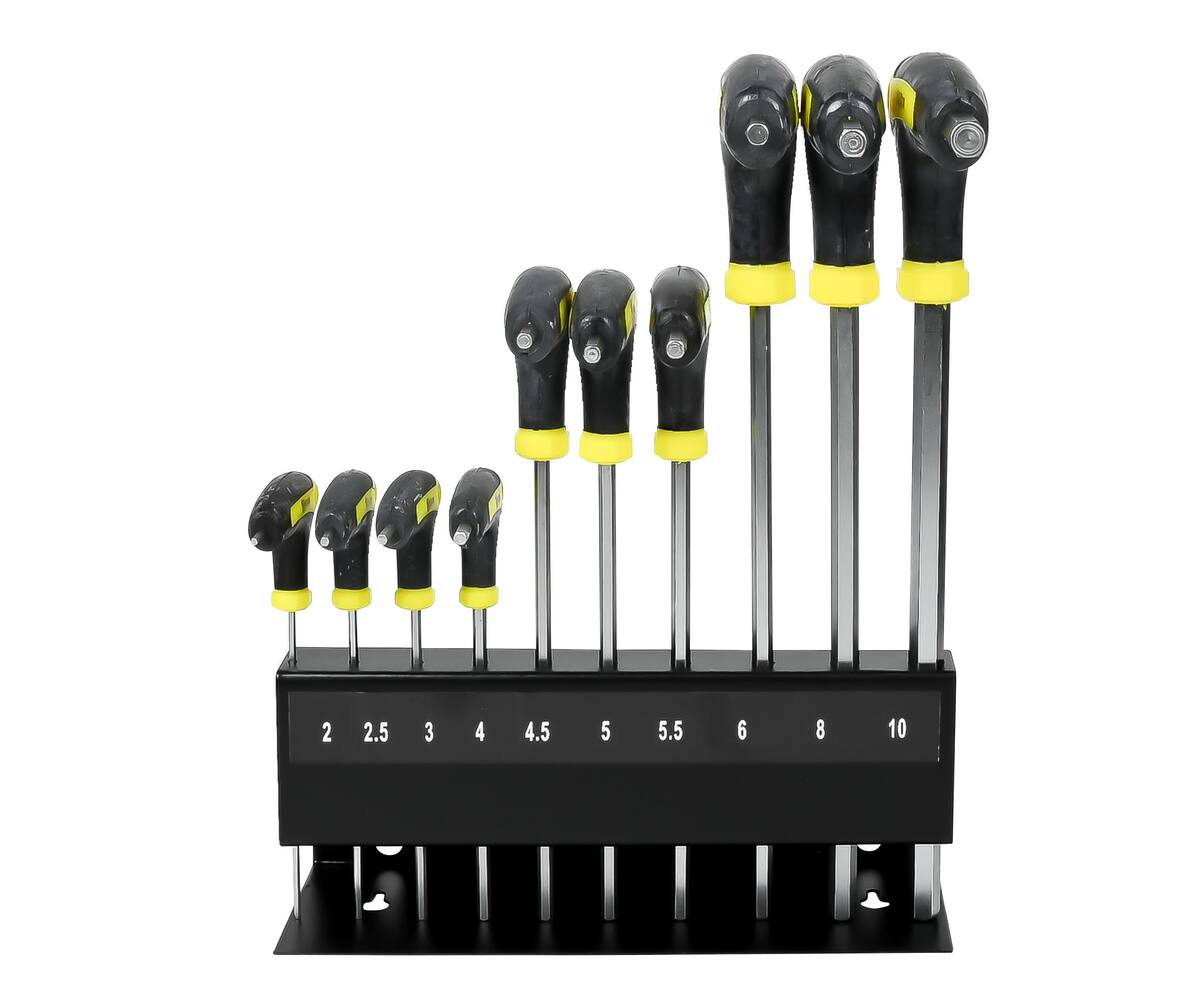 Inbusset 10-delig Cr-V: 2-10mm, ideaal voor montage en reparaties.