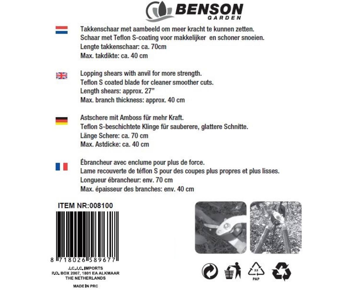 Takkenschaar Aambeeld, 70cm, Teflon S-Coating, snoeit takken tot 40mm.