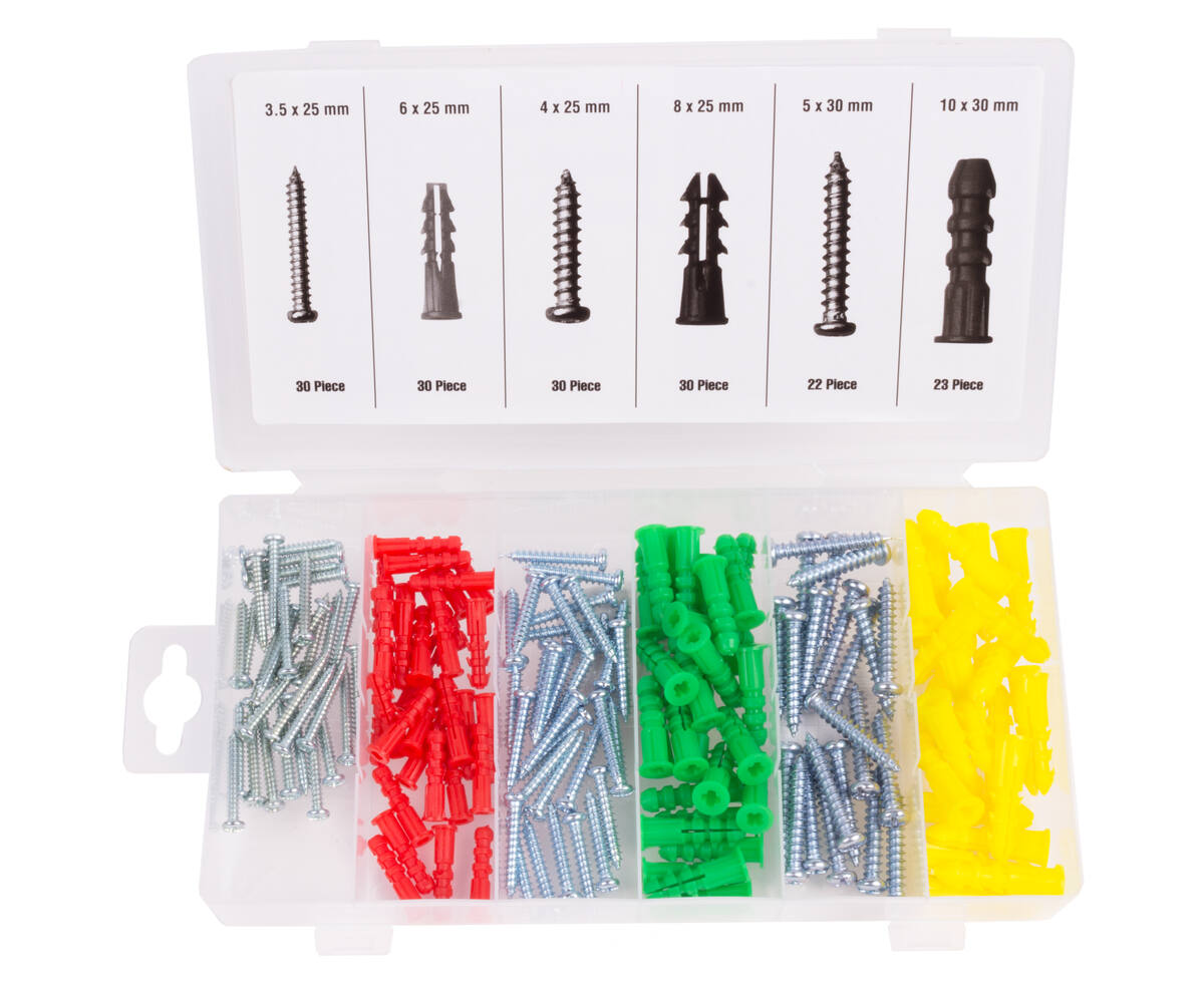 165-dlg Schroef & Plug Set, ideaal voor hout en beton montage