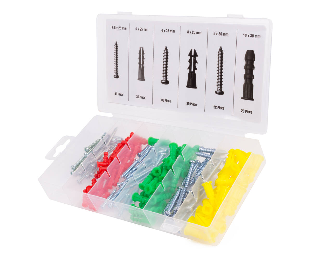 165-dlg Schroef & Plug Set, ideaal voor hout en beton montage
