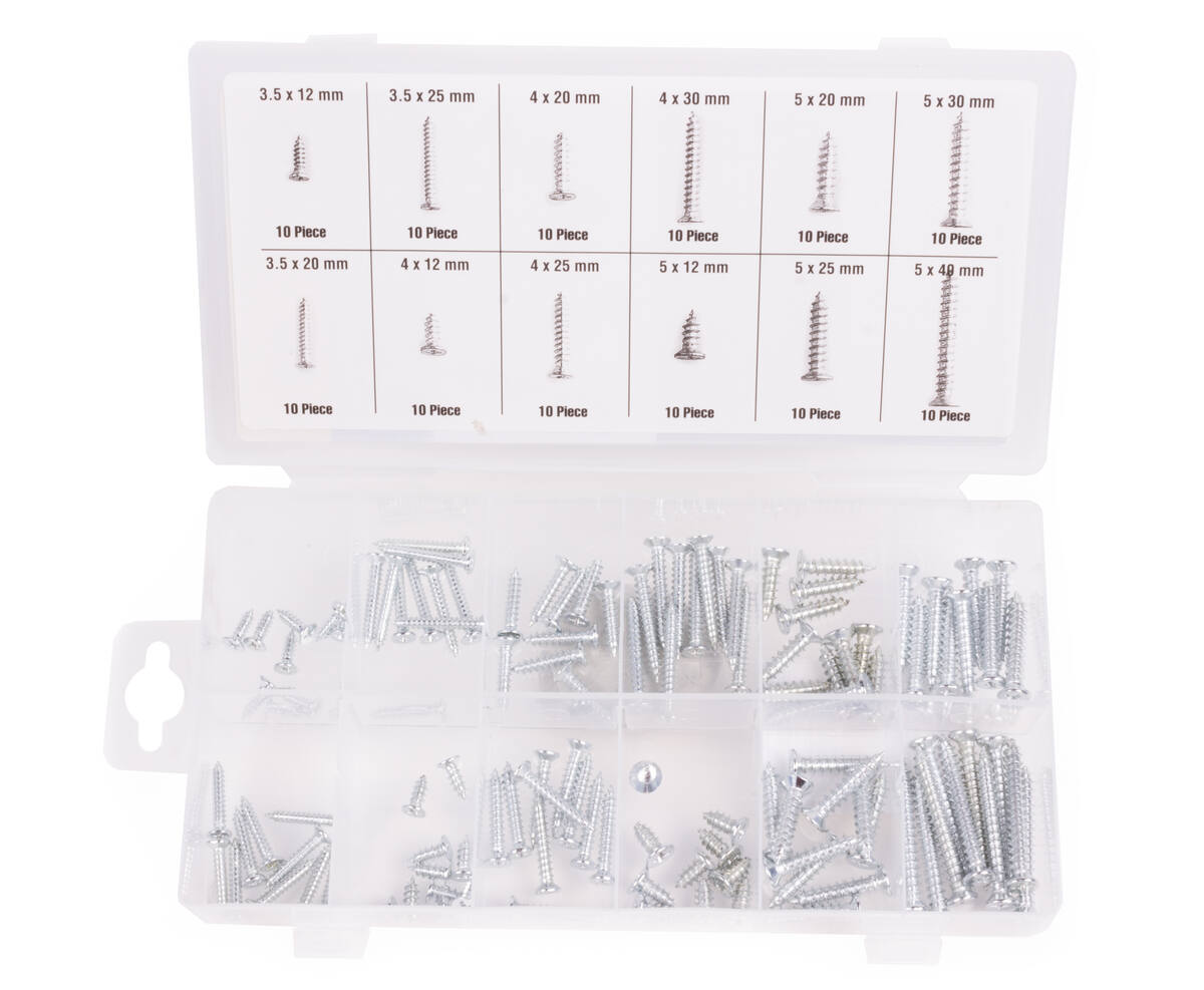 Houtschroeven Set 120 dlg - Staal, Corrosiebestendig, 12-40mm