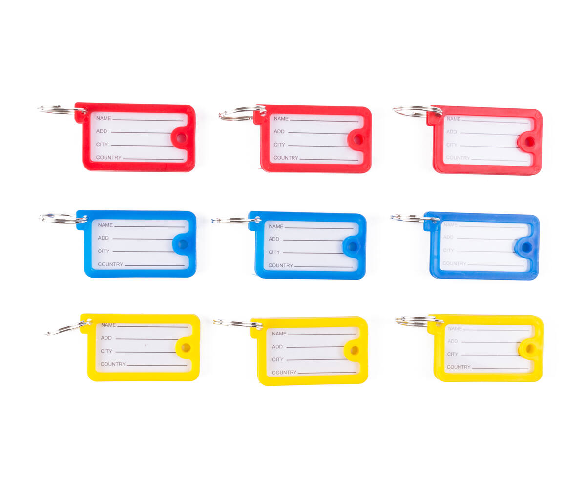 9-delige Rechthoekige Sleutellabel Set met Ophangfunctie 4,5x2,5 cm